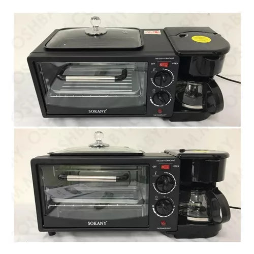 Horno Cafetera 3 En 1 SokanY desayuno